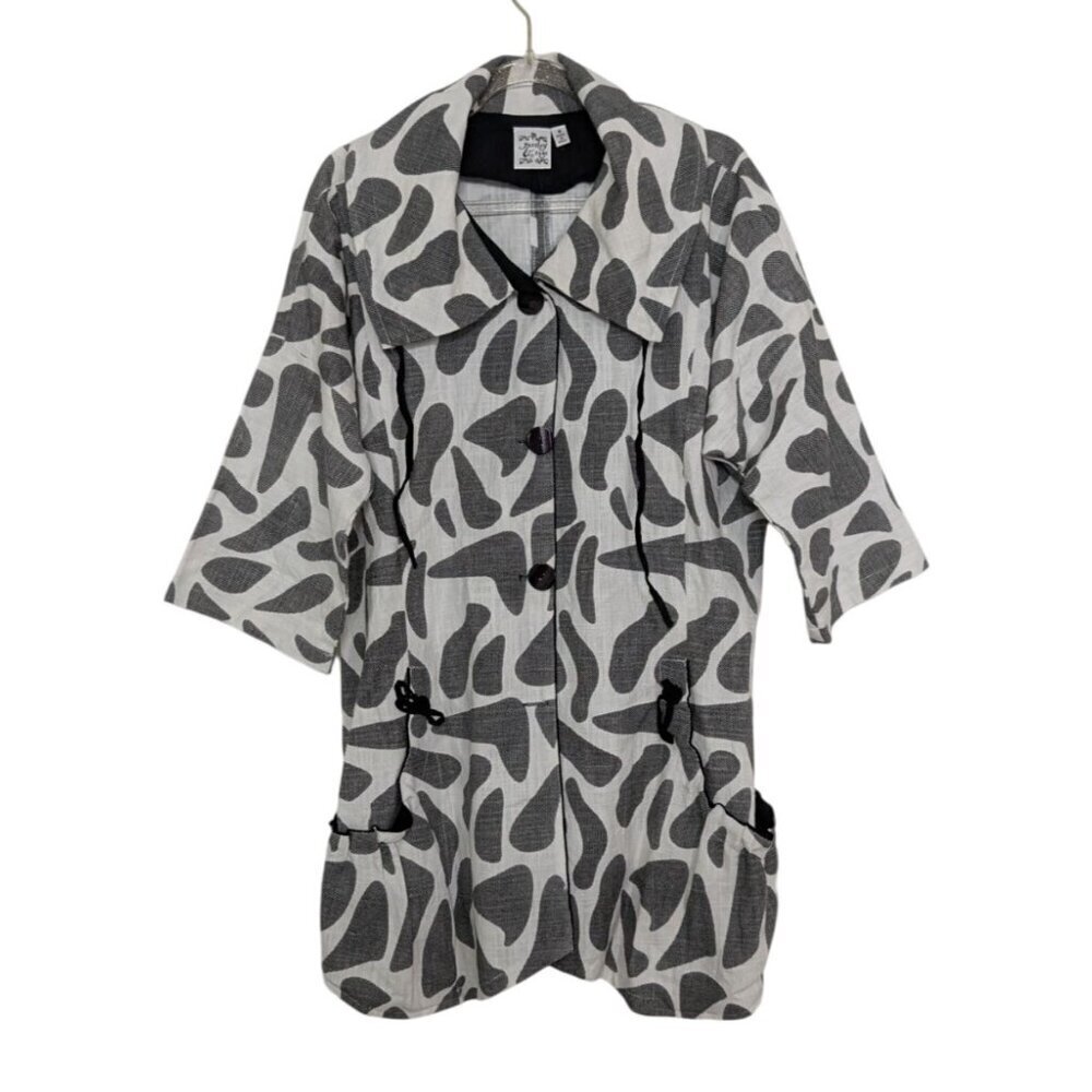 Parsley & Sage Abstract Jacket Womens Size Small 3/4 Sleeves Pockets 100% Cotton